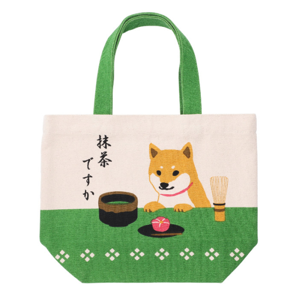 TDS, Kawaii Tote Bag, Shiba with Matcha, 25 x 33 cm, Item No. 34162