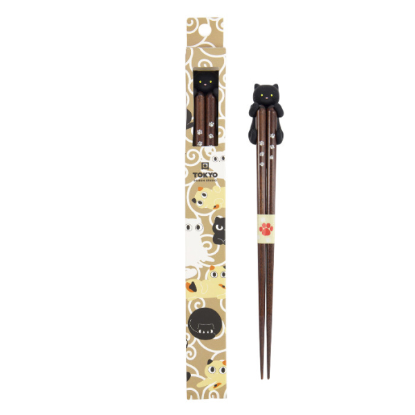 TDS, Chopsticks including Rest, Giftset, Cat, Black - Item No. 34175