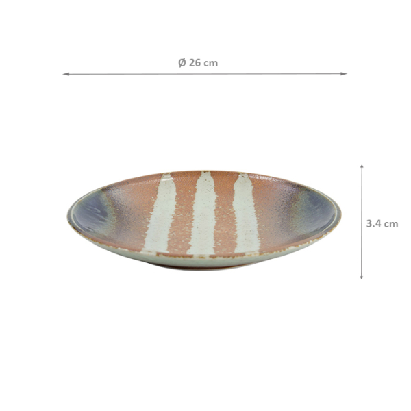 TDS, Suisho Plate, Aka-cha, Ø 26x3.4cm, Brown, Item No. 34250