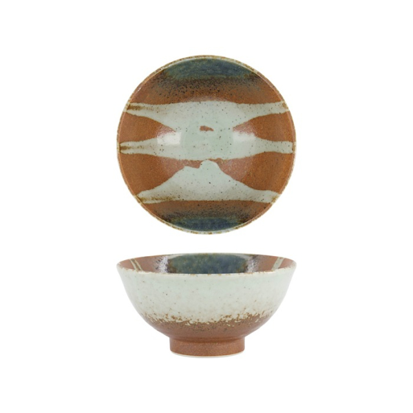Tokyo Design Studio Rice Bowl with Rim Suisho Aka-cha Brown, Porcelain, Ø 16 × 8 cm, 600 ml