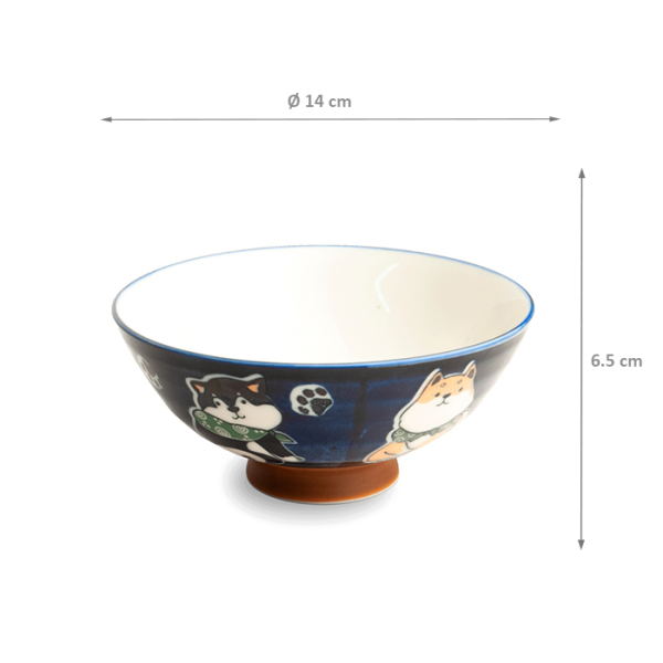 EDO Japan, Bowl Cat and Dog, Blue, Ø 14 x 6.5 cm, Item No. 6041266