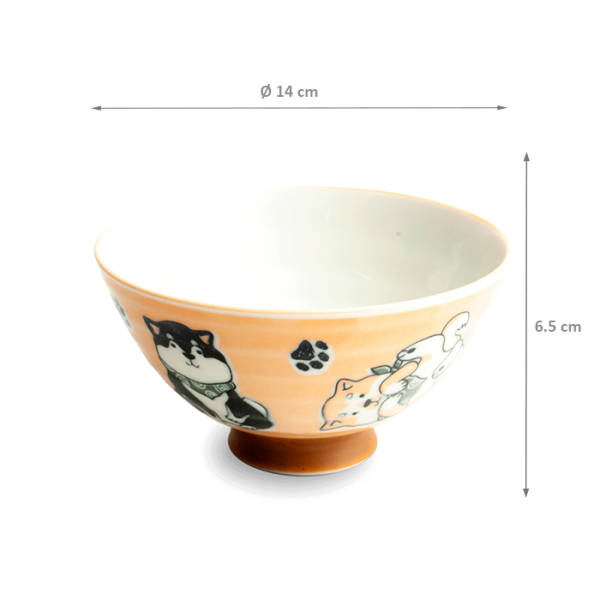 EDO Japan, Bowl, Cat and Dog, Beige, Ø 14 x 6.5 cm, Item No. 6041267