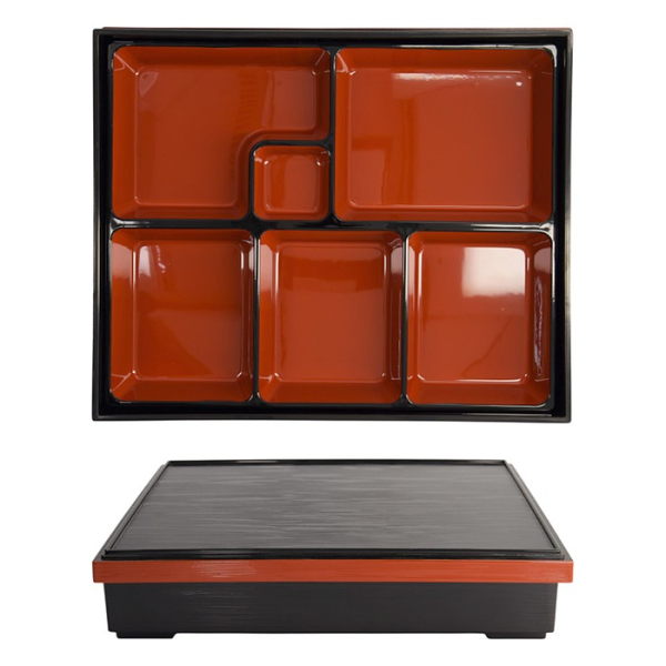 Tokyo Design Studio Bento Box Red/Black, ABS Lacquerware, 30 × 24 cm