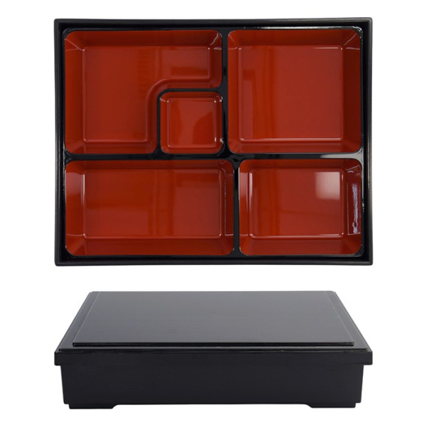 Tokyo Design Studio Bento Box Red/Black, ABS Lacquerware, 27.5 × 21.5 cm