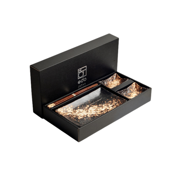 Edo Japan, Sushi Set Mit Geschenkbox, Schwarz/Gold, 22x12,5x2 cm, Art.-Nr. 6044172