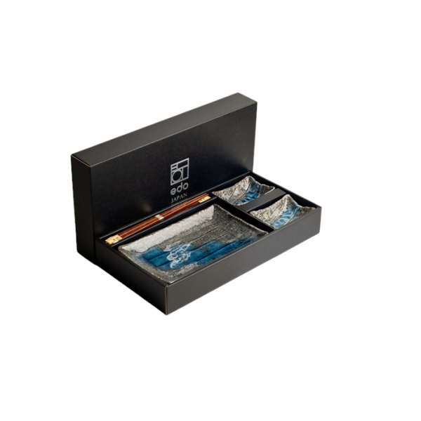 Edo Japan, Sushi Set Mit Geschenkbox, Grau/Blau, 22x12,5x2 cm, Art.-Nr. 6044174