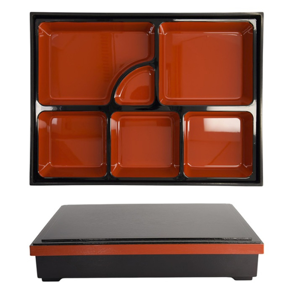 Tokyo Design Studio Bento Box Red/Black, ABS Lacquerware, 35 × 26 cm