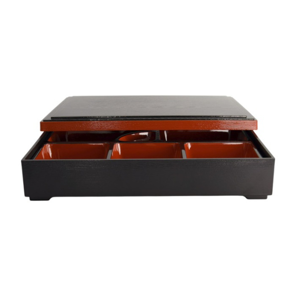 Bento Box Red/Black, ABS Lacquerware, 35 × 26 cm, Item No. 4655
