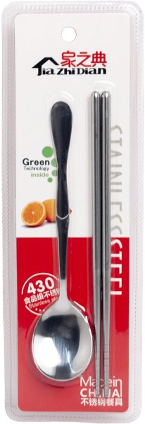 Chopstick set with spoon Stainless steel EDO Japan at g-HoReCa
