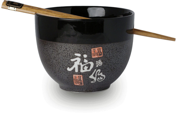Sobabowl Grau mit ‚Fu‘ Zeichen Ø 13 cm | H10 cm EDO Japan bei g-HoReCa