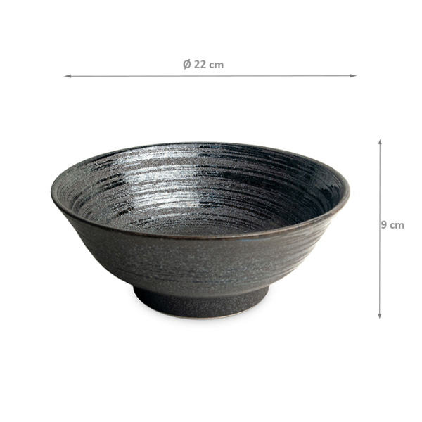 Bowl, Uzu Black, Ø 22 x 9 cm, Item No. 6040127