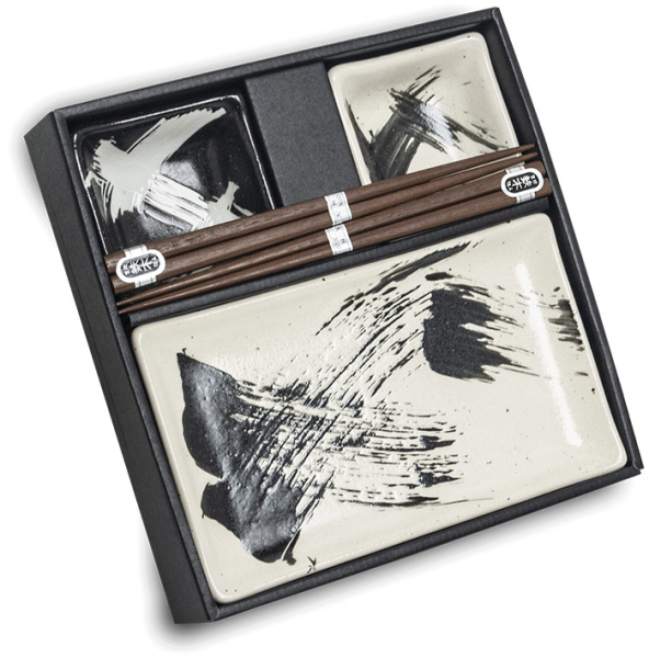 EDO Japan, Sushi Set, 6-piece set, Black and white, Item No. 6041065