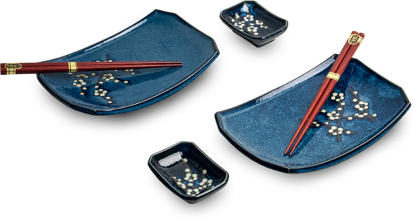 EDOJapan, Hana blue Sushi Set, 6-piece set, Blue, Item No. 6050843