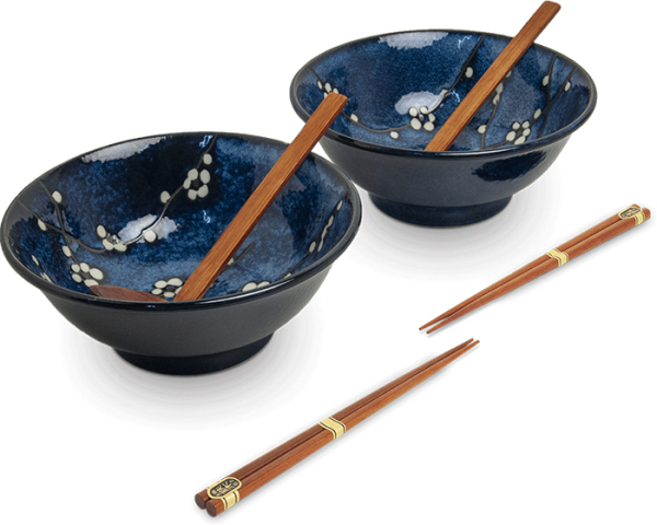 Edo Japan, Schalen Set Hanablue, Blau, Ø 22x9 cm