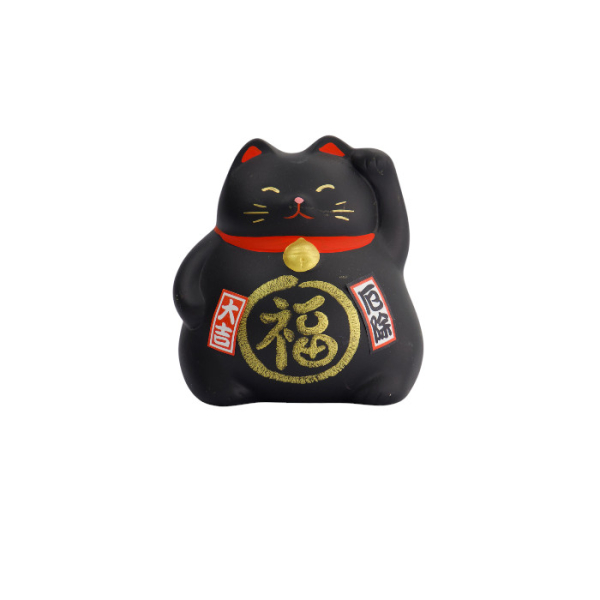 TDS, Glückskatze / Lucky Cat, Dekoration, Schwarz, 9 cm - Art Nr. 6130
