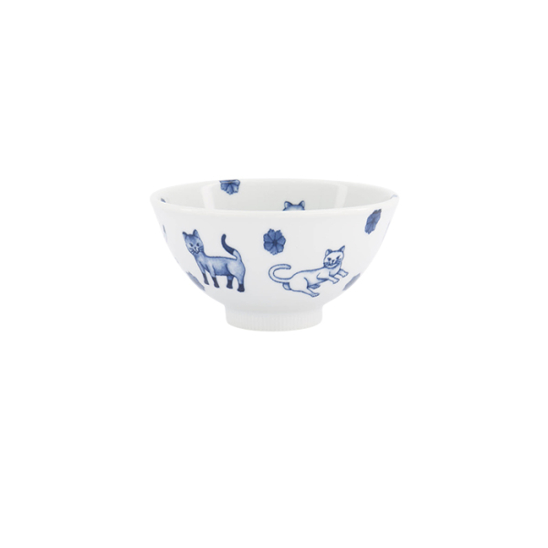 TDS, Rice Bowl, Kawaii Hananeko Cat, Blue Ø 12x 6.5cm - Item No. 61692