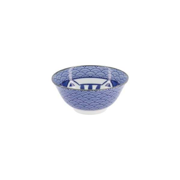 Tayo-Schale Kawaii Lucky Cat Neko Seikaiha-Neko Blue, Porzellan, Ø 15 × 7 cm, 550 ml, Art.-Nr. 617607