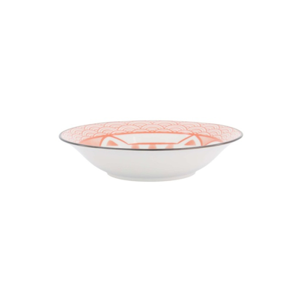 Pasta Plate Kawaii Lucky Cat Neko Seikaiha-Neko Red, Porcelain, Ø 21.3 × 4.7 cm, Item No. 617690