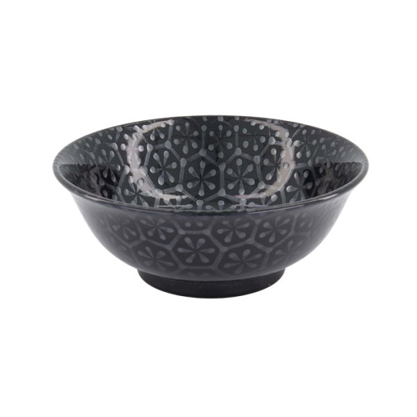 Ramen Bowl Kuromonyo Hana Kikko Black, Porcelain, Ø 20.5 × 8 cm, 1.2 l, Item No. 617959