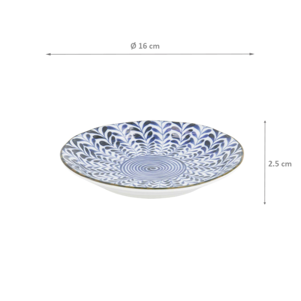TDS, Plate, Mino Blue Shidare, Blue/White, Ø 16x2.5cm, Item No. 618680