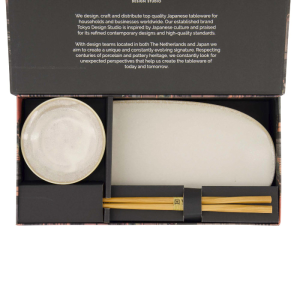 TDS, Sushi Set, Titanium Matte, Giftset, 2-piece set with Chopsticks, Item No. 619489