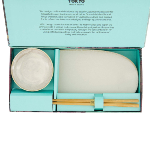 TDS, Sushi Set, Titanium Matte, Giftset, 2-piece set with Chopsticks, Item No. 619489