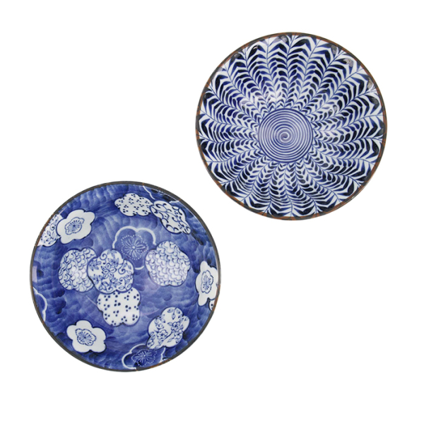TDS, Ramen Bowl Gift Set, Mino Blue Shidare/Ume, 2 pcs., Ø 19.8x7.5cm 1000ml, Item No. 619502