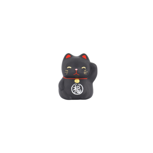 TDS, Lucky Cat, Decoration, Black, 5.2 cm - Item No. 6195