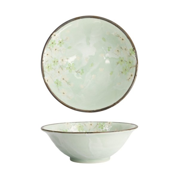 Tokyo Design Studio Nudelschale Green Cosmos Grün, Steingut, Ø 20 × 7 cm, 750 ml