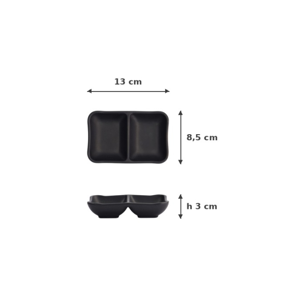 Sauce Bowl Black, Melamine, 13 × 8.5 × 3 cm, Item No. 8026