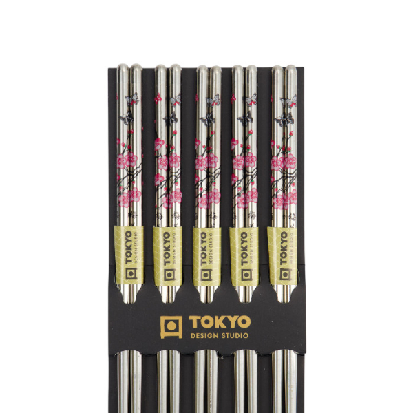 Chopsticks, Stainlees Steel, 5 pair, Sakura, Item No.8220