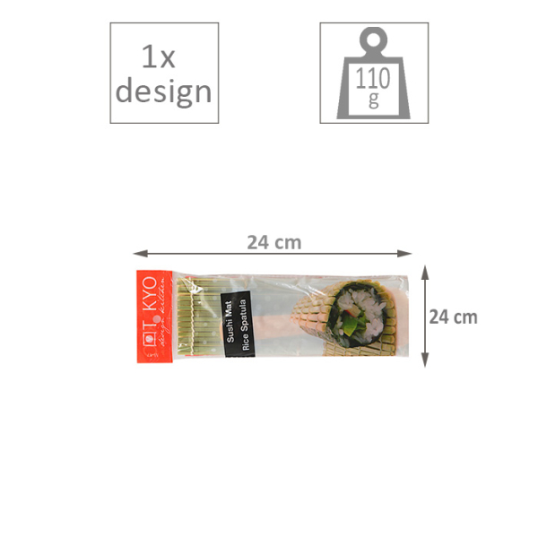 Sushi  Bambusmatte mit Reis-Spatel Shimoji bei g-HoReCa (Bild 2 von 2)