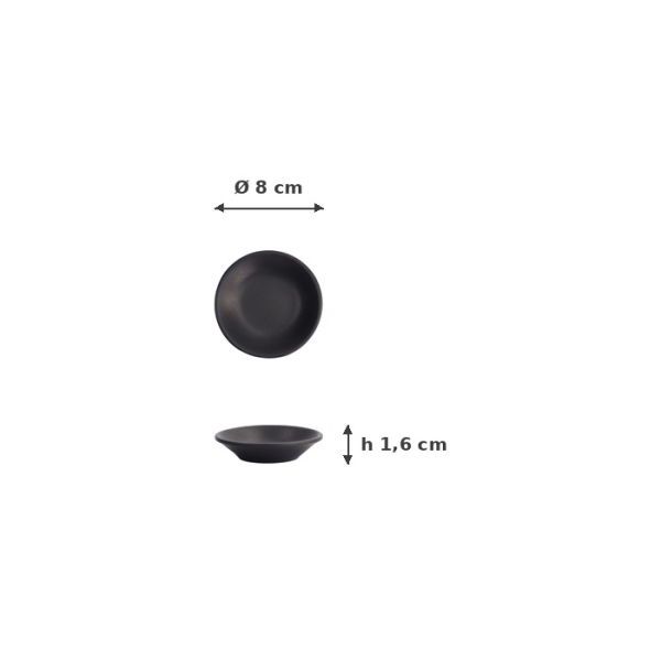 Sauce Bowl Black, Melamine, Ø 8 × 1.6 cm, Item No. 8550