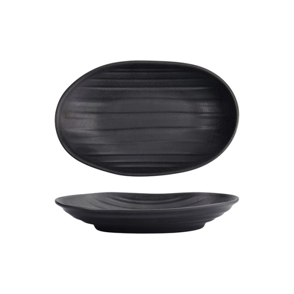 Tokyo Design Studio Sushi-Platte Zen Schwarz, Melamin, 23 × 14,5 × 3,5 cm