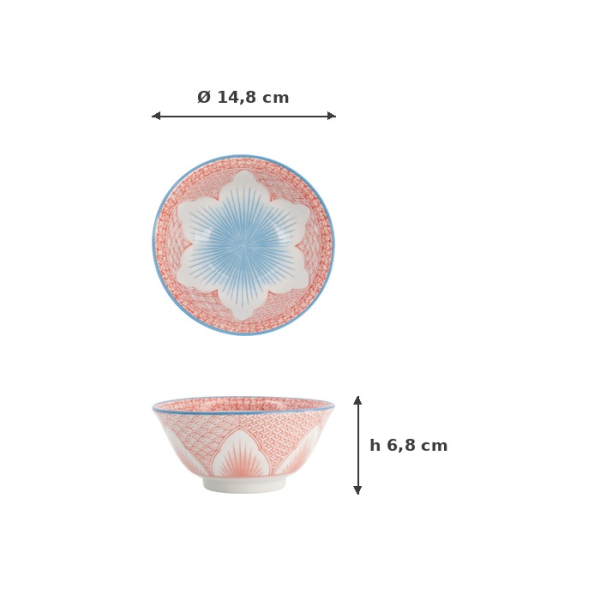 Reisschale Mixed Bowls Lily Flower Oriental HB Rot, Porzellan, Ø 14,8 × 6,8 cm, 550 ml, Art.-Nr. 8964