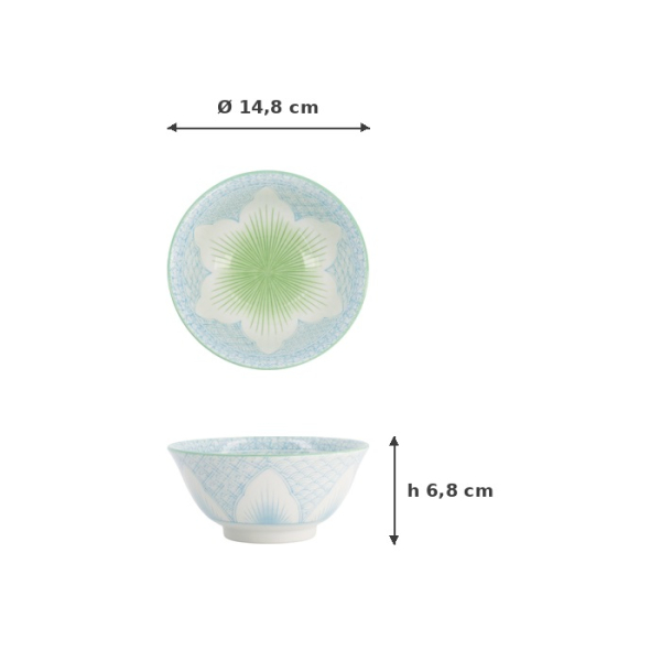 Reisschale Mixed Bowls Lily Flower Oriental HB Hellblau, Porzellan, Ø 14,8 × 6,8 cm, 550 ml, Art.-Nr. 8967