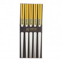 TDS, Chopstick Set, Bamboo Gold/white, 5 pair, Item No. 14698