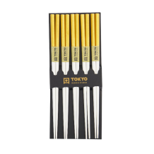 Bamboo Gold/weiß 5 Paar Essstäbchen bei g-HoReCa