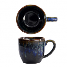 TDS, Handmade Tasse, Schwarz/Blau, Ø 8,7 x 8 cm 300ml - Art Nr. 15246