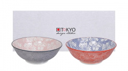 1100 ml Star Wave – Ramen Bowl / ciotole colorate Ø 21 cm porcellana asiatica – Design giapponese con motivi colorati set da 2 giallo/viola Tokyo Design ca 