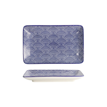 Tokyo Design Studio Sushi Plate Nippon Blue Dots Blue/White, Porcelain, 21 × 13.5 cm