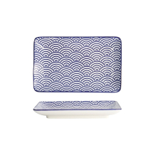 Tokyo Design Studio Sushi-Platte Nippon Blue Waves Blau/Weiß, Porzellan, 21 × 13,5 cm