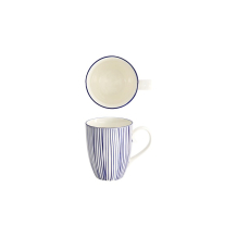 Tokyo Design Studio Mug Nippon Blue Lines Blue/White, Porcelain, Ø 8.5 × 10.2 cm, 380 ml