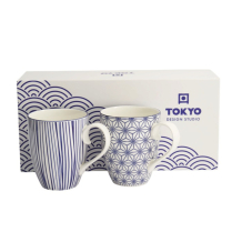 Tokyo Design Studio Tassen-Set Nippon Blue Blau/Weiß, 2-tlg., Porzellan, Ø 8,5 × 10,2 cm, 380 ml