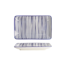 Tokyo Design Studio Sushi-Platte Nippon Blue Lines Blau/Weiß, Porzellan, 21 × 13,5 cm