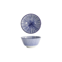 Tokyo Design Studio Rice Bowl Nippon Blue Lines Blue/White, Porcelain, Ø 12 × 6.4 cm, 300 ml