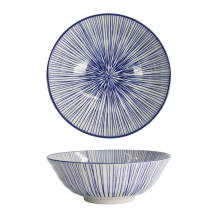 Tokyo Design Studio Ramen Bowl Nippon Blue Lines Blue/White, Porcelain, Ø 21 × 7.8 cm, 1 l