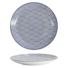 Tokyo Design Studio Plate Nippon Blue Waves Blue/White, Porcelain, Ø 25.7 × 3 cm