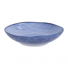 TDS, Pasta Plate, Nippon Blue, Dots, Ø 21 x 5.2 cm - Item No. 16028
