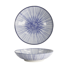 Tokyo Design Studio Pasta Plate Nippon Blue Lines Blue/White, Porcelain, Ø 21 × 5.2 cm